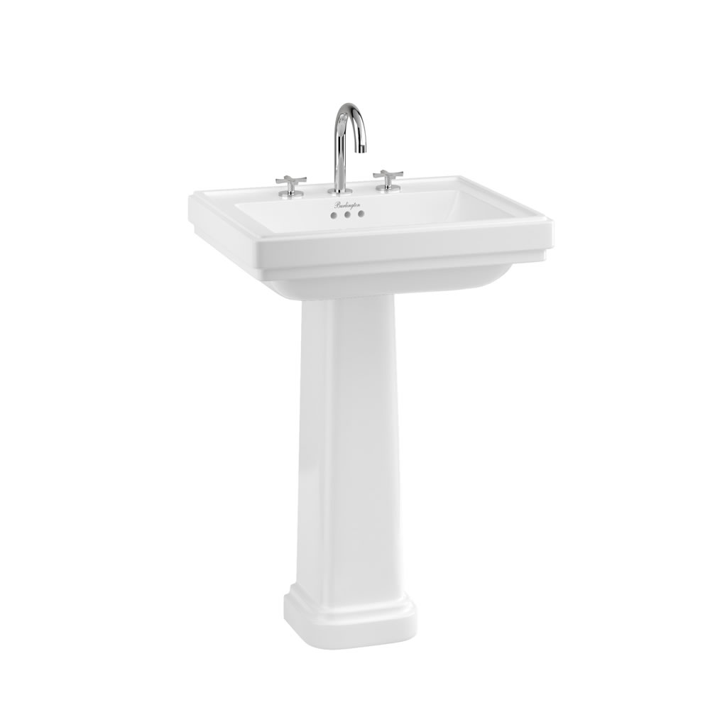 Riviera 58cm Square Basin 3TH & full pedestal